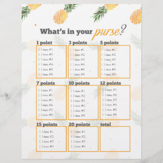 Pineapple What's in your purse? bridal shower game