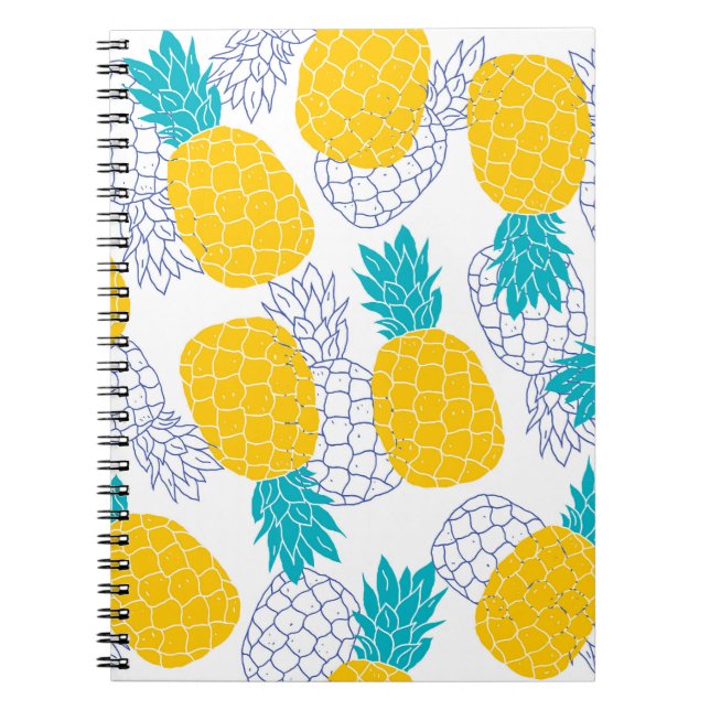 Pineapple white background, seamless pattern. notebook (Front)