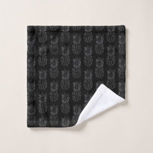 Pineapple White Contour Tropical Fruit Lovers Wash Cloth