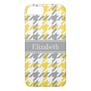 Pineapple Wht Dk Grey Houndstooth Name Monogram iPhone 8/7 Case