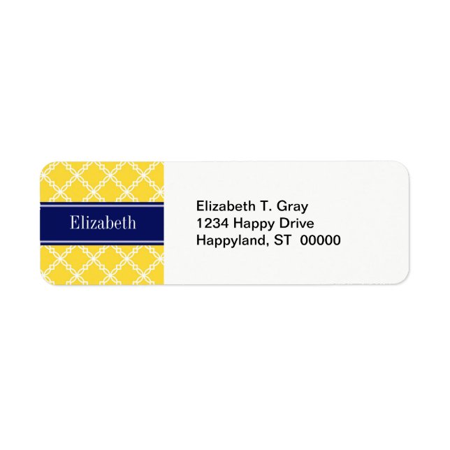 Pineapple Wht Fancy Quatrefoil Navy Name Monogram (Front)