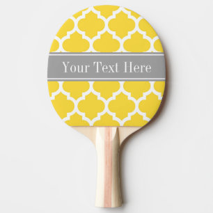 Pineapple Wht Moroccan #5 Dk Grey Name Monogram Ping Pong Paddle