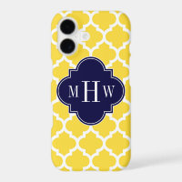 Pineapple Wht Moroccan #5 Navy 3 Initial Monogram