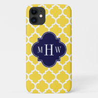 Pineapple Wht Moroccan #5 Navy 3 Initial Monogram