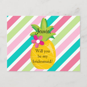 Pineapple Will You be My Bridesmaid Invitation Postcard