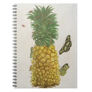 Pineapple with caterpillar and butterflies (hand-c spiral notebook