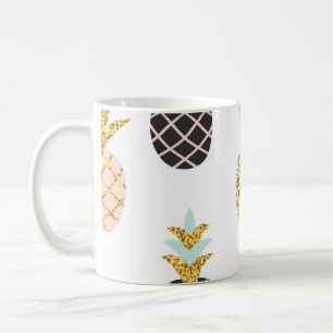 Pineapple with gold glitter, creative pattern. coffee mug