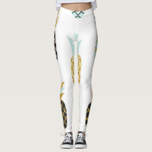 Pineapple with gold glitter, creative pattern. leggings