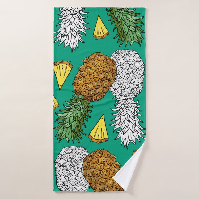 Pineapple with leaves, little chunks. Seamless pat Bath Towel (Bath Towel)