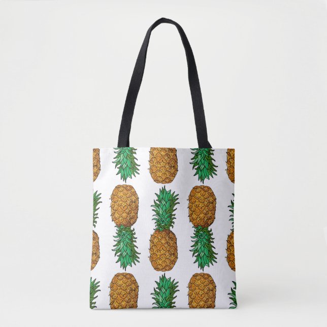 Pineapple with leaves. Seamless pattern with tropi Tote Bag (Front)