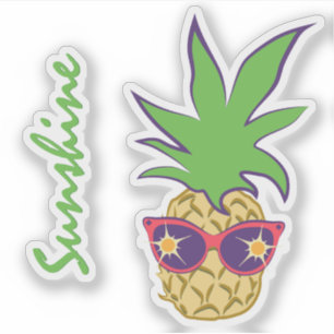 Pineapple with Red Sunglasses Custom Text
