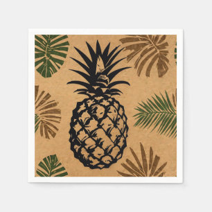 Pineapple with Tropical Leaves  Napkin