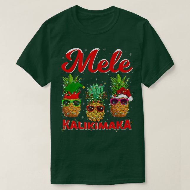Pineapple Xmas Lights Mele Kalikimaka Pineapple Ch T-Shirt (Design Front)