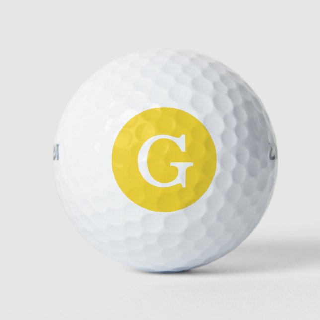 Pineapple Yellow Initial Monogram Golf Balls (Front)