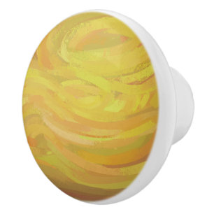 Pineapple Yellow Swirl Ceramic Knob
