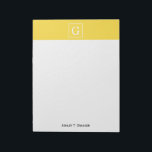 Pineapple Yellow White Framed Initial Monogram Notepad<br><div class="desc">Pineapple Yellow and White Framed Initial Monogram A stylish solid pineapple yellow background with a white framed area for your monogram, name or other text. You can also change the text font, change the font size and colour, move the text, etc. If you would like this design in other colours,...</div>