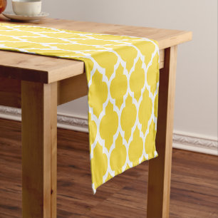 Pineapple Yellow White Moroccan #4LG Pattern Short Table Runner