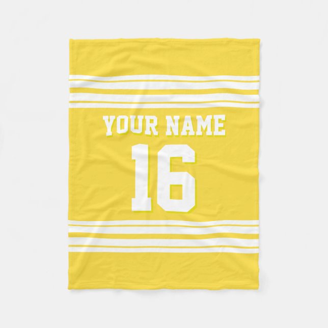 Pineapple Yellow White Sports Jersey Fleece Blanket (Front)