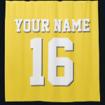 Pineapple Yellow White Sports Jersey Team Jersey Shower Curtain<br><div class="desc">Preppy Solid Colour Team Jersey / Sports Jersey / Football Jersey / Rugby Jersey with Custom Name Customise this with your own name or team name and a number. You can change the size, colour and placement of the text if you need to make changes, change the colour of or...</div>