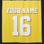 Pineapple Yellow White Sports Jersey Team Jersey Shower Curtain<br><div class="desc">Preppy Solid Colour Team Jersey / Sports Jersey / Football Jersey / Rugby Jersey with Custom Name Customise this with your own name or team name and a number. You can change the size, colour and placement of the text if you need to make changes, change the colour of or...</div>