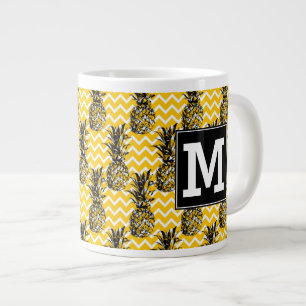 Pineapple Zigzags Monogram Large Coffee Mug