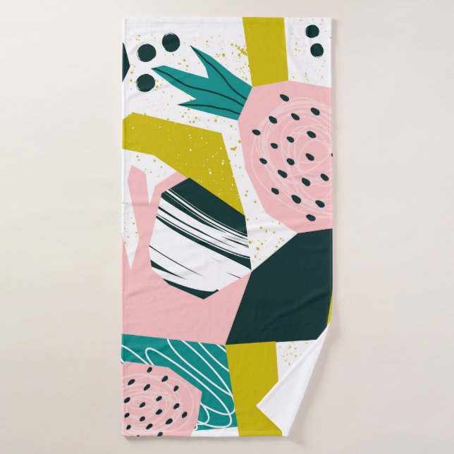 Pineapples Abstract: Colourful Seamless Patchwork Bath Towel (Bath Towel)