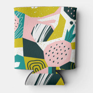 Pineapples Abstract: Colourful Seamless Patchwork Can Cooler