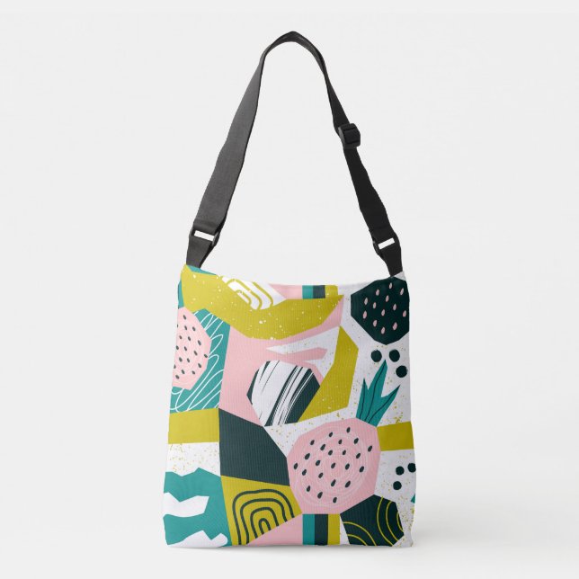 Pineapples Abstract: Colourful Seamless Patchwork Crossbody Bag (Front)