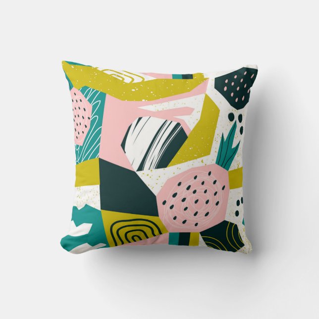 Pineapples Abstract: Colourful Seamless Patchwork Cushion (Front)