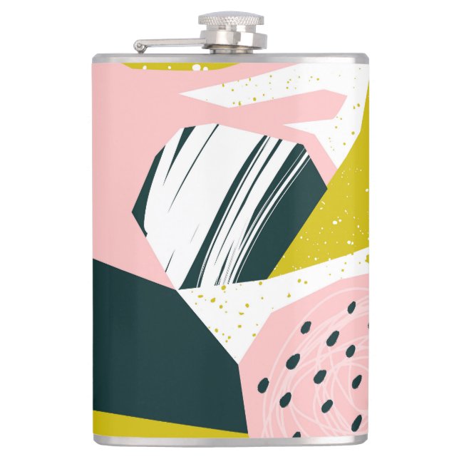 Pineapples Abstract: Colourful Seamless Patchwork Hip Flask (Front)