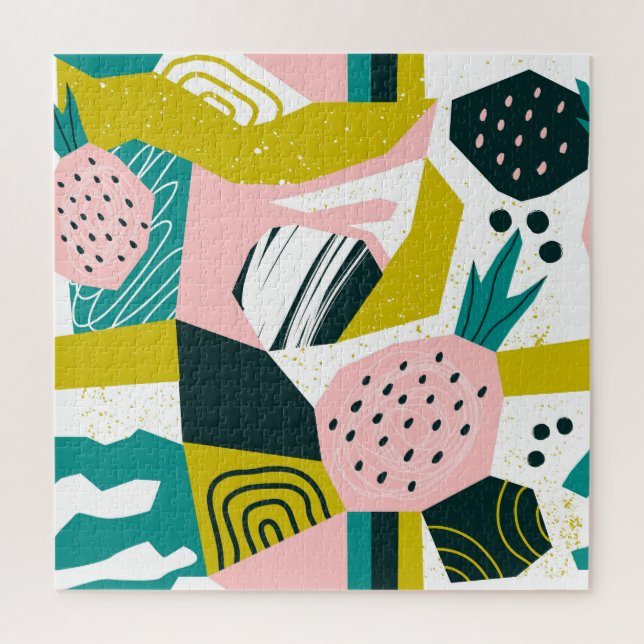 Pineapples Abstract: Colourful Seamless Patchwork Jigsaw Puzzle (Vertical)