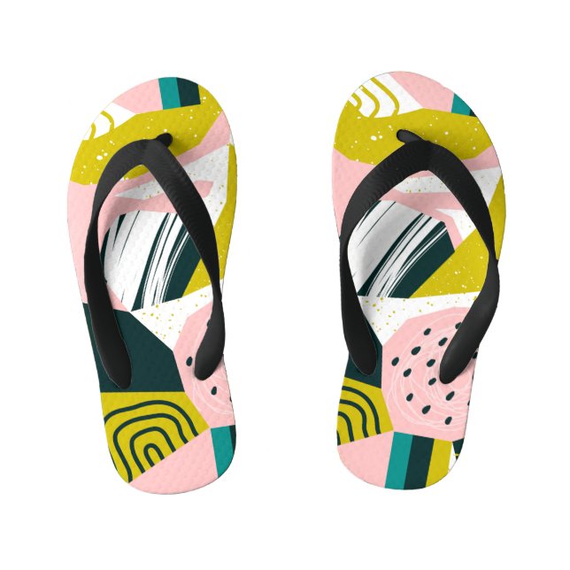 Pineapples Abstract: Colourful Seamless Patchwork Kid's Jandals (Footbed)