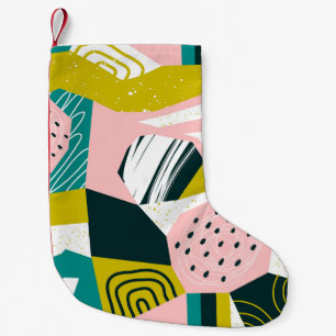 Pineapples Abstract: Colourful Seamless Patchwork Small Christmas Stocking