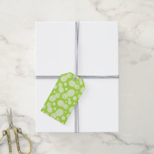 Pineapples and daisy white green gift tag
