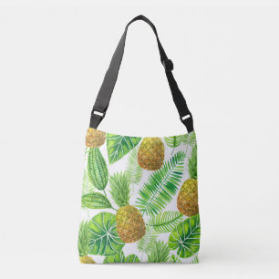 Pineapples and tropical leaves crossbody bag