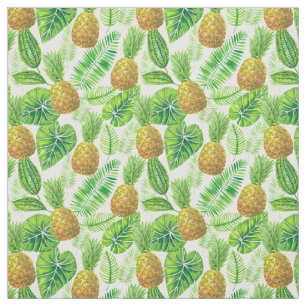 Pineapples and tropical leaves fabric