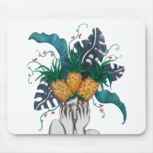 Pineapples are in my head mouse pad (Front)