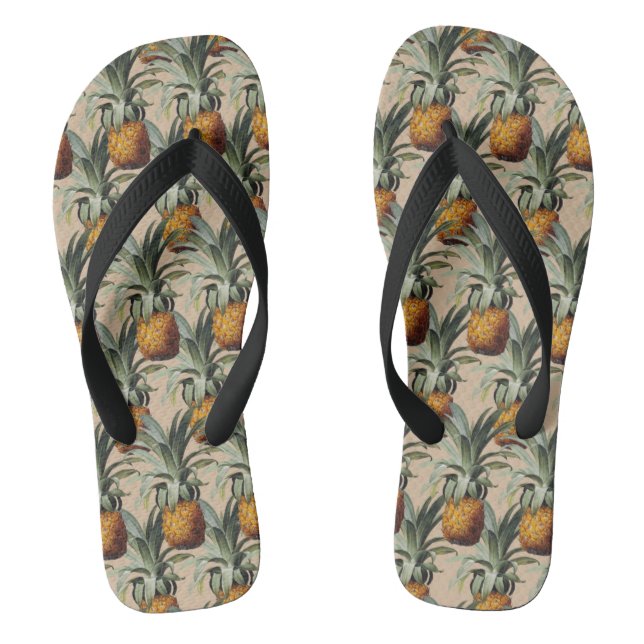 Pineapples Beach Sand Tan Background Jandals (Footbed)