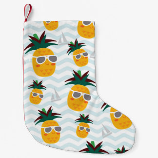 Pineapples, boat: cute ocean pattern. small christmas stocking