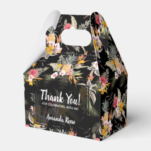 Pineapples Flowers on Black Gable Favour Box