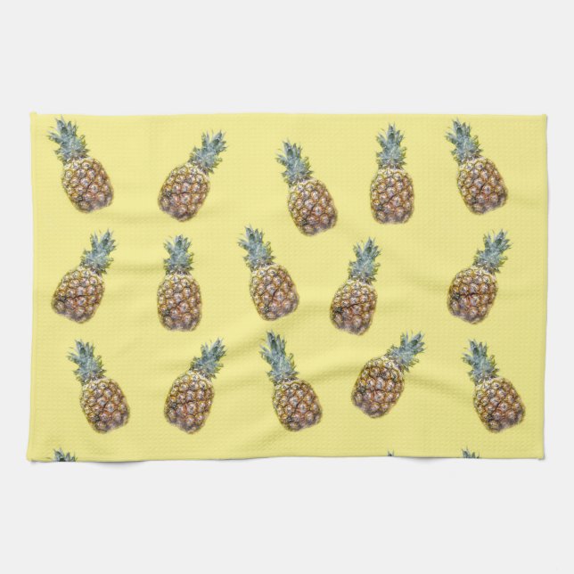 Pineapples Fruit Pattern Tea Towel (Horizontal)
