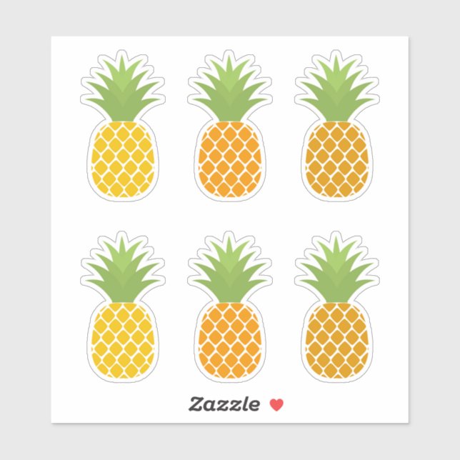 Pineapples fruits Custom-Cut Vinyl Stickers (Sheet)
