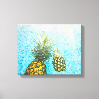 Pineapples in Swimming Pool Canvas Print
