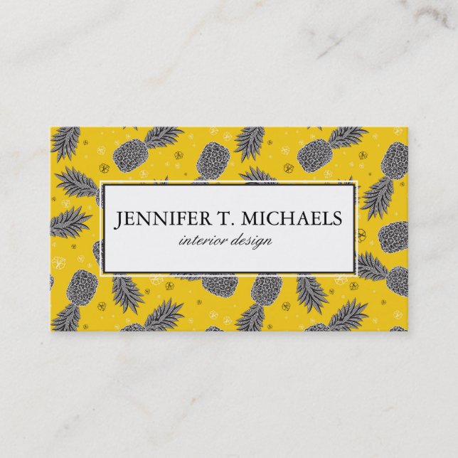 Pineapples On Gold | Add Your Name Business Card (Front)