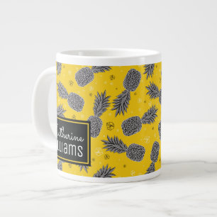 Pineapples On Gold   Add Your Name Large Coffee Mug