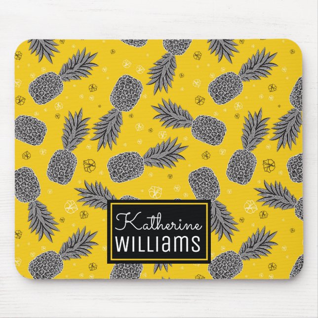 Pineapples On Gold | Add Your Name Mouse Pad (Front)