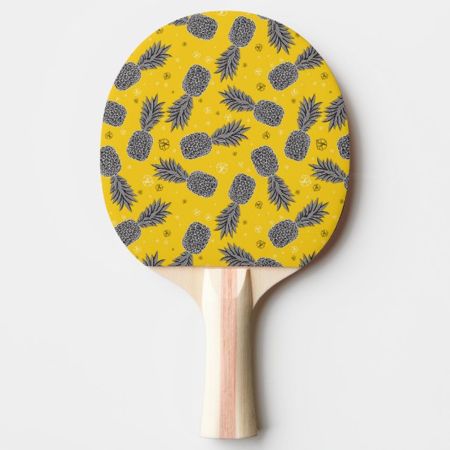 Pineapples On Gold Ping Pong Paddle (Front)