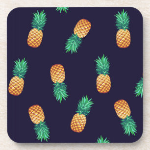Pineapples On Navy Coaster