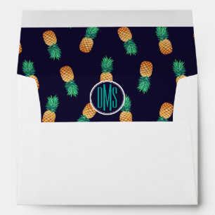 Pineapples On Navy   Monogram Envelopes