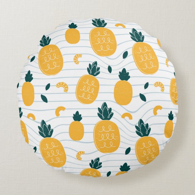 Pineapples seamless pattern round cushion (Front)